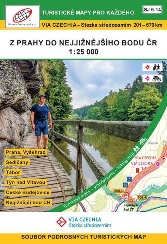 Wanderkartenset von Prag nach Rožmberk / Rosenberg S6-14