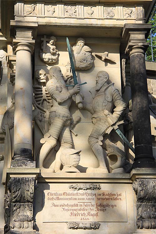 Moritzmonument an der Hasenbastei der Festung Dresden