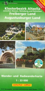 Wanderkarte Klosterbezirk Altzella, Freiberger Land, Augustusburger Land 