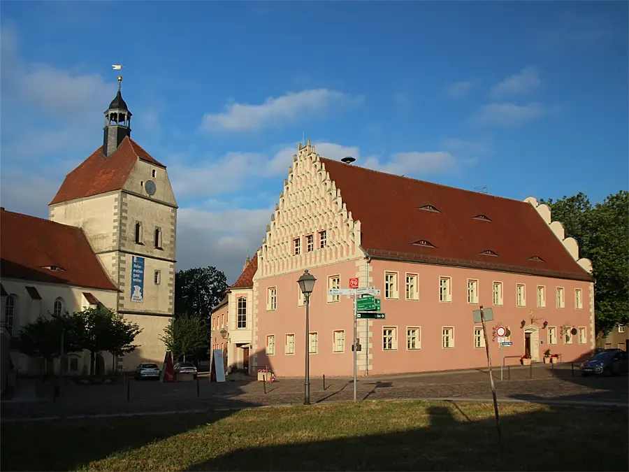 Steinerne Elster am Brunnen in Elsterwerda