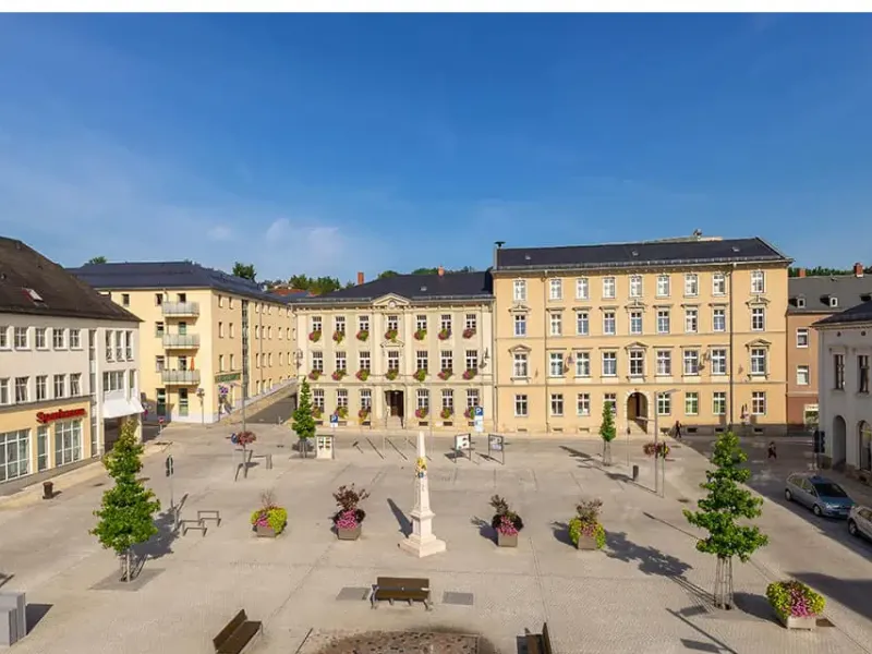 Blick auf den Marktplatz von Lengenfeld im Vogtland